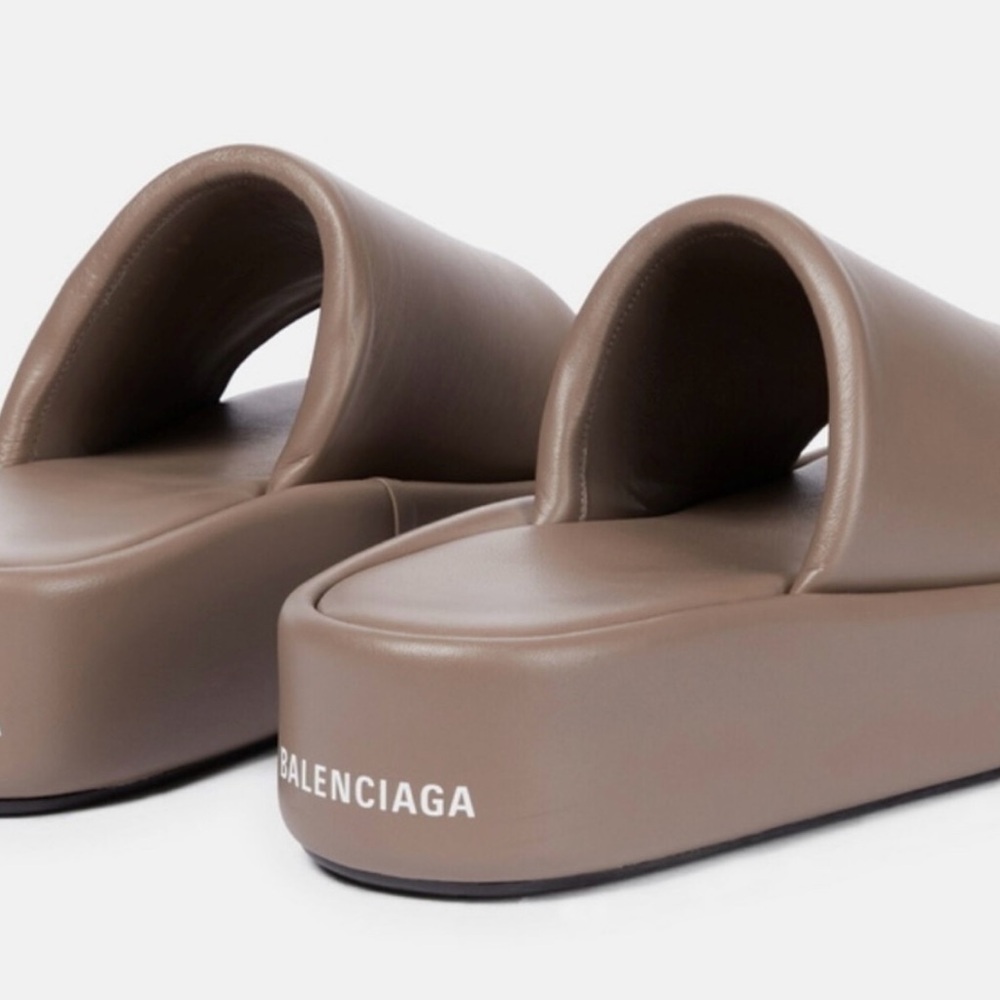 NIB Balenciaga Rise Platform Sandals Slides sz 39 leather $695 color is beige - Picture 5 of 8